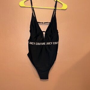 NWT Juicy Couture One Piece Balconette Swimsuit Swimwear Black Underwire - Med
